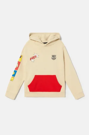Sweatshirt mit beigem Barça-Motiv - Junior | FC Barcelona Discount